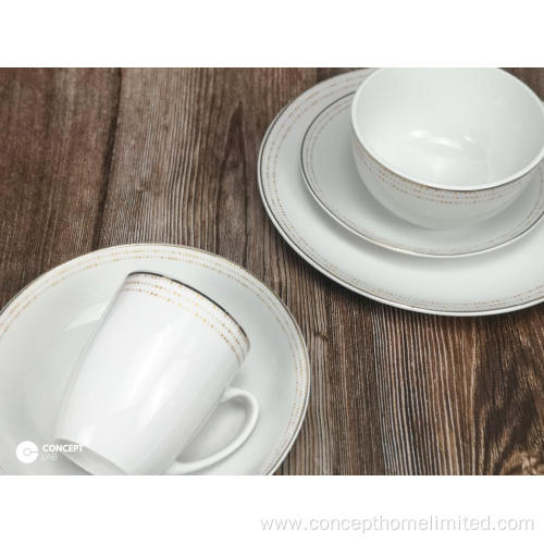 Porcelain dinner set with real-gold decal